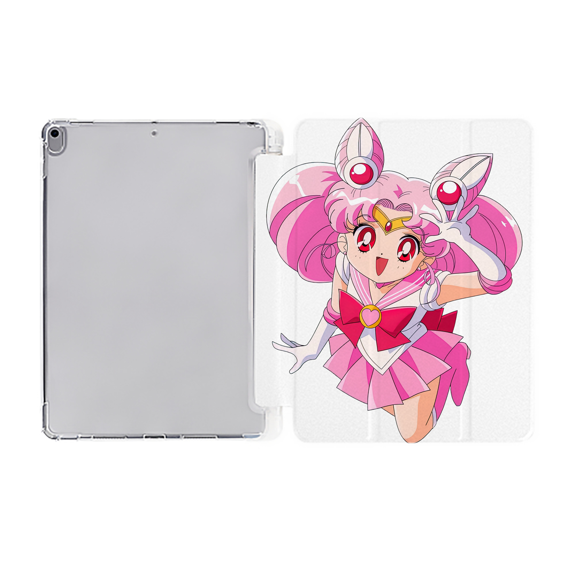 （画像用） 美少女戦士セーラームーン ちびうさ Sailor Moon Chibiusa Tsukino Usagi Small Lady Serenity IPad ケース ペン収納付き 三つ折りスタンド PUレザー×シリコン 対応機種9.5/10.5/10.9インチ
